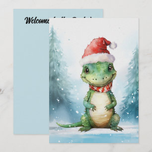 Niedlicher Alligator Winter Weihnachtswasser Einladung