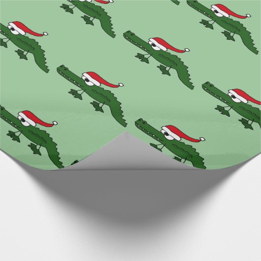 Niedlicher Alligatortragender Weihnachtshut Geschenkpapier (Ecke)