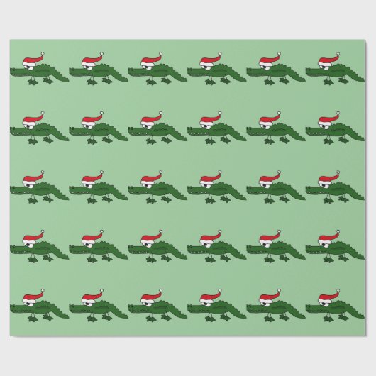 Niedlicher Alligatortragender Weihnachtshut Geschenkpapier (Flach)