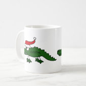 Niedlicher Alligatortragender Weihnachtshut Kaffeetasse (Vorderseite Links)