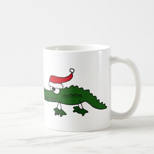 Niedlicher Alligatortragender Weihnachtshut Kaffeetasse (Rechts)