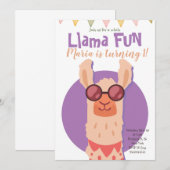Niedlicher Alpaca Llama Fun Kindergeburtstag Einladung (Vorne/Hinten)