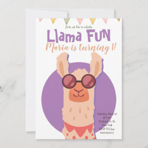 Niedlicher Alpaca Llama Fun Kindergeburtstag Einladung