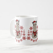 Niedlicher Alpaca mit roten Schneeflocken Kaffeetasse (Vorderseite Links)