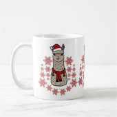 Niedlicher Alpaca mit roten Schneeflocken Kaffeetasse (Links)