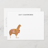 Niedlicher Alpaca Monogram Boho Tierwerk Mitteilungskarte (Vorne/Hinten)