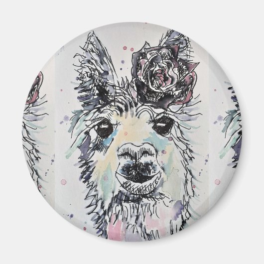 Niedlicher Alpacca Lama Magnet (Vorne)