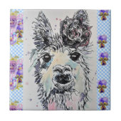 Niedlicher Alpacca Llama Keramik Piazza della Rifo Fliese (Vorderseite)