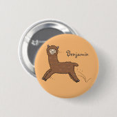 Niedlicher Alpaka-Cartoon Button (Vorne & Hinten)