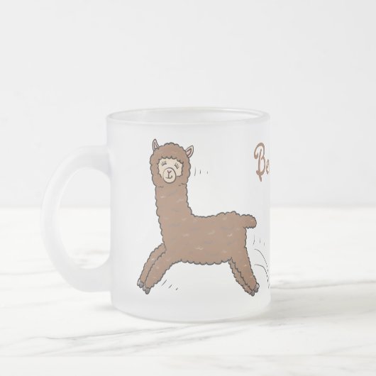 Niedlicher Alpaka-Cartoon Mattglastasse (Links)