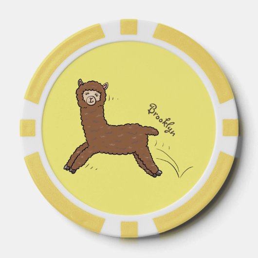 Niedlicher Alpaka-Cartoon Pokerchips (Vorderseite)