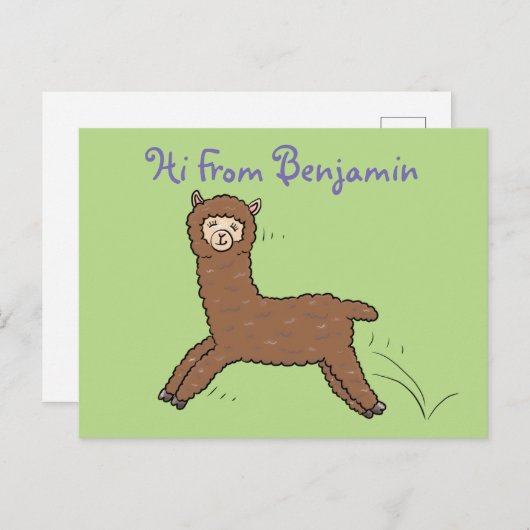 Niedlicher Alpaka-Cartoon Postkarte (Vorne/Hinten)