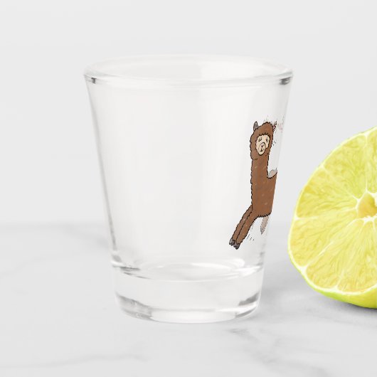 Niedlicher Alpaka-Cartoon Schnapsglas (Links)