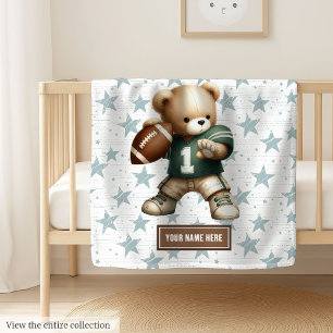 Niedlicher American Football Teddy Bär Personalisi Fleecedecke