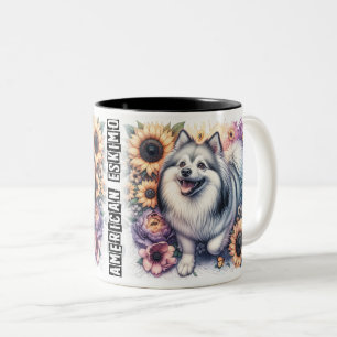 Niedlicher Amerikaner Eskimo Dog Wrap Zweifarbige Tasse