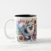 Niedlicher Amerikaner Eskimo Dog Wrap Zweifarbige Tasse (Links)