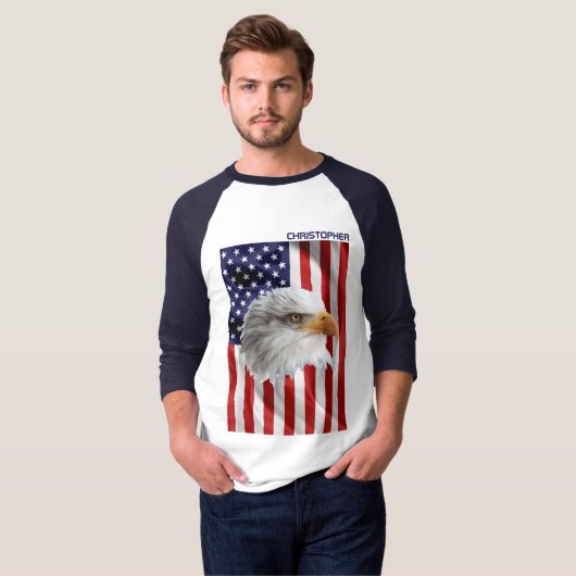 Niedlicher amerikanischer Adler, USA-Flagge, Patri T-Shirt (Vorne ganz)
