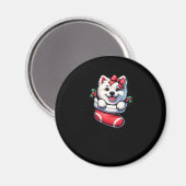 Niedlicher amerikanischer Eskimo Weihnachts-Strump Magnet (Vorderseite/Rückseite)