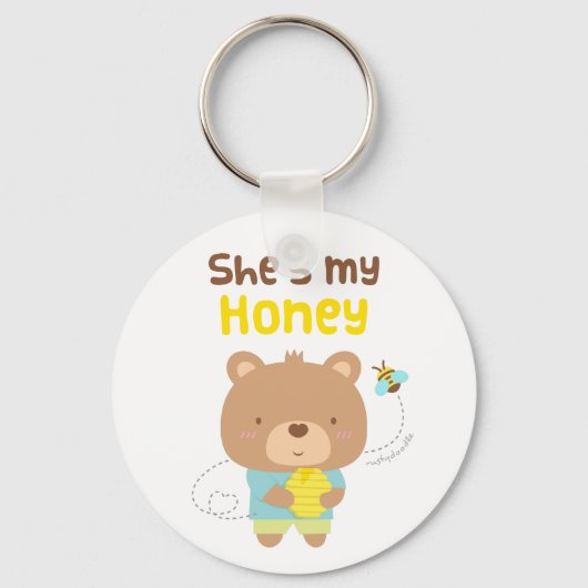 Niedlicher Amuskulär Männchen Bär und Biene Schlüsselanhänger (Vorderseite)