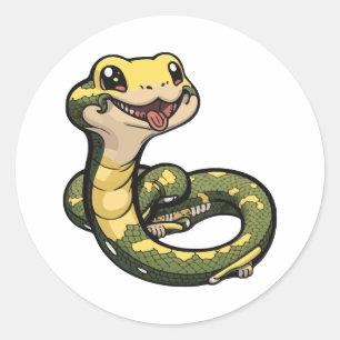 niedlicher Anaconda-Aufkleber Cartoon-Stil Runder Aufkleber