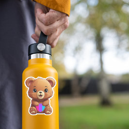 Niedlicher androgyner Stachelbär mit Herz Aufkleber