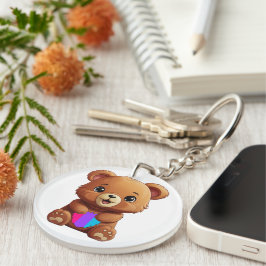 Niedlicher androgyner Stachelbär mit Herz Schlüsselanhänger