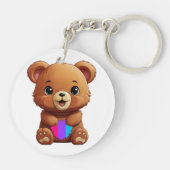 Niedlicher androgyner Stachelbär mit Herz Schlüsselanhänger (Rückseite)