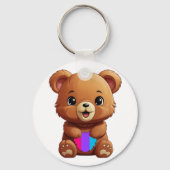 Niedlicher androgyner Stachelbär mit Herz Schlüsselanhänger (Vorderseite)