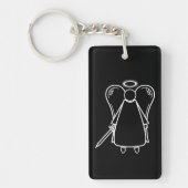 Niedlicher Angel aus Schwarz und Weiß (beidseitig) Schlüsselanhänger (Vorderseite)