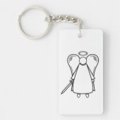 Niedlicher Angel aus Weiß und Schwarz (beidseitig) Schlüsselanhänger (Vorderseite)