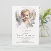 Niedlicher Angel Baby-Taufe Einladung (Stehend Vorderseite)