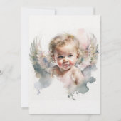 Niedlicher Angel Baby Taufe Wasserfarbe Einladung (Rückseite)