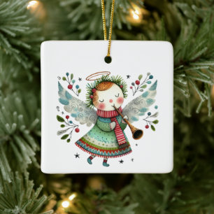 Niedlicher Angel Folk Art Style Keramikornament