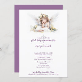 Niedlicher Angel Kreuz Erste Heilige Kommune Einladung