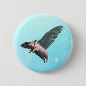 Niedlicher Angel Pig im Himmel Button (Vorderseite)