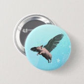 Niedlicher Angel Pig im Himmel Button (Vorne & Hinten)