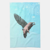 Niedlicher Angel Pig im Himmel Geschirrtuch (Vertikal)