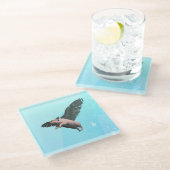 Niedlicher Angel Pig im Himmel Glasuntersetzer (Schrägansicht)