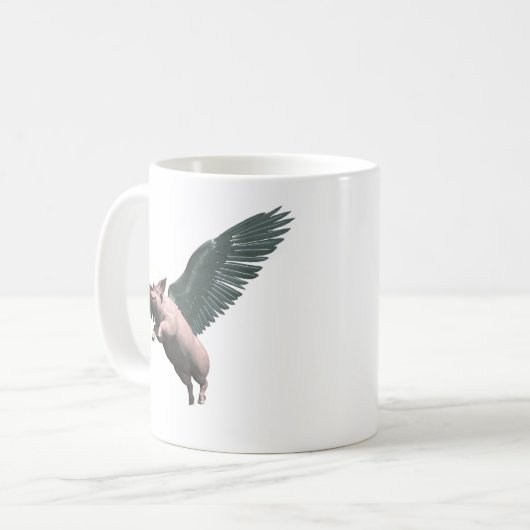 Niedlicher Angel Pig im Himmel Kaffeetasse (Vorderseite Links)