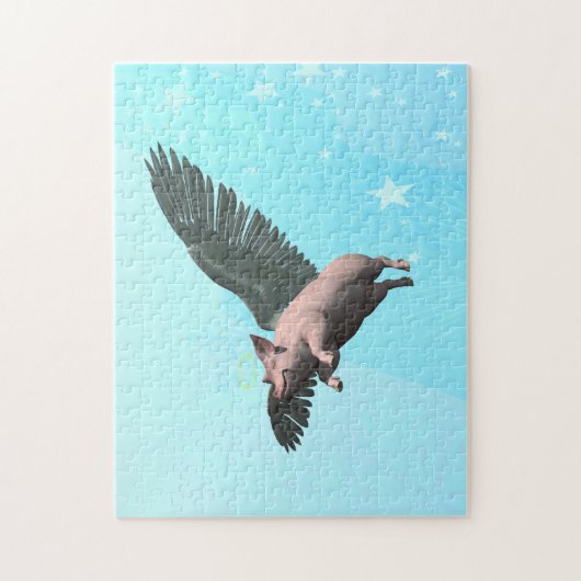 Niedlicher Angel Pig im Himmel Puzzle (Vertikal)