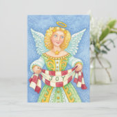 Niedlicher Angelic Christmas Engel mit Joy-Einladu Einladung (Stehend Vorderseite)