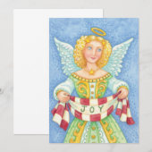 Niedlicher Angelic Christmas Engel mit Joy-Einladu Einladung (Vorne/Hinten)
