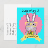 Niedlicher Angesagter Bunny mit Brille Einladung z (Vorne/Hinten)