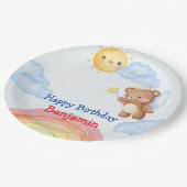 Niedlicher Angle-Teddybär, Geburtstagspartei Pappteller (Schrägansicht)