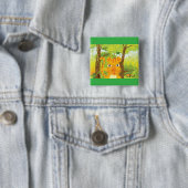 Niedlicher Angry Tiger Cartoon in Dschungel Button (Beispiel)