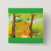 Niedlicher Angry Tiger Cartoon in Dschungel Button (Vorderseite)
