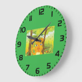Niedlicher Angry Tiger Cartoon in Dschungel Große Wanduhr (Winkel)