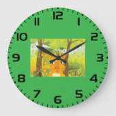 Niedlicher Angry Tiger Cartoon in Dschungel Große Wanduhr (Vorderseite)