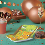 Niedlicher Angry Tiger Cartoon in Dschungel Pappteller