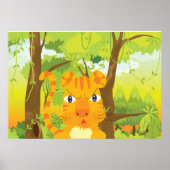 Niedlicher Angry Tiger Cartoon in Dschungel Poster (Vorne)